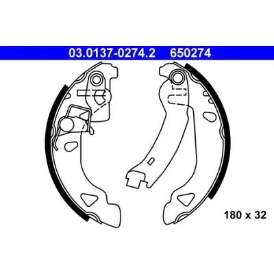 Imagen de ATE 03.0137 0274.2 Zapatas de Freno 180 32 con palanca reajuste automático FIAT: Punto I Hatchback, Brava LANCIA: Y