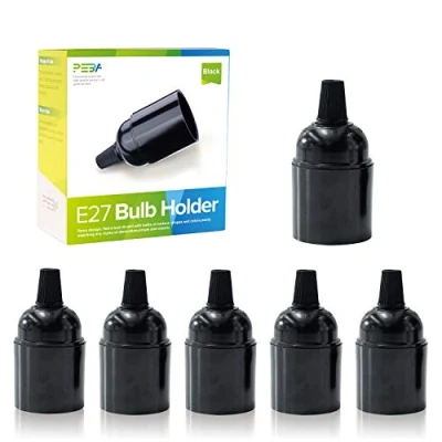 Imagen de 6 Piezas E27 Base De La Bombilla, Adaptador Bombilla E27, Portalámparas Retro Baquelita, 250V 4A, (Negro) PEBA