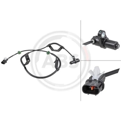 Imagen de A.B.S. 31912 sensor de ABS pasivo 900 negro MITSUBISHI: L200 / Triton IV Pick up, Camión plataforma Chasis
