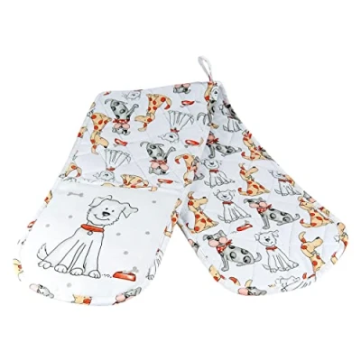 Imagen de SPOTTED DOG GIFT COMPANY Guantes de Horno Doble, Cocina Resistente al Calor Manoplas Dobles para 100% Algodón con Lindo Perro, Regalos Amantes los Perros y Animales