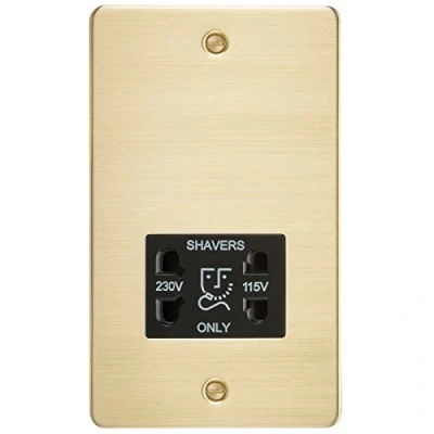Imagen de Knightsbridge FPAV8900BB Placa Plana de 115 V, Doble Voltaje, latón Cepillado Negro, 230 Brushed Brass Black Insert