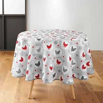 Imagen de Douceur d&#039;Intérieur Suzette Mantel, Redondo, diámetro de 180 cm, Gris, poliéster Estampado