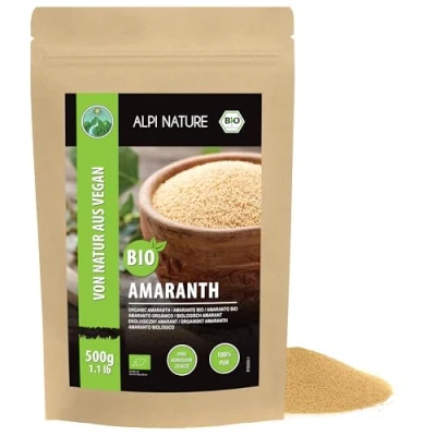 Imagen de amaranto orgánico (500g), procedente de cultivo ecológico controlado, sin gluten, lactosa, testado en laboratorio, vegano, 100% natural aditivos
