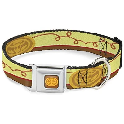 Imagen de Collar de Perro Hebilla cinturón Seguridad Toy Story Woody Bounding Cowboy Amarillo Rojo Marrón 15 a 26 Pulgadas 1.0 Ancho
