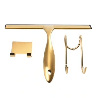 Imagen de Limpiador para Hogar Raspador Baño Mampara Ducha Herramienta Limpieza Ventanas Escurridor Silicona Vidrio Acero Inoxidable Dorado
