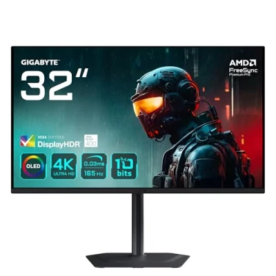 Imagen de Gigabyte MO32U 31,5&quot; Monitor Gaming OLED 4K UHD 3840 x 2160, 165Hz, 0.03ms, 250 CD/m², Display HDR True Black 400, HDMI 2.1, DisplayPort 1.4