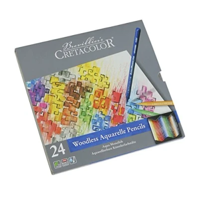 Imagen de CRETACOLOR Aqua Monolith, lápiz artístico acuarelable con mina entera, 24 colores, para trabajos precisos y planos, colorido difuminado suave, de color puro