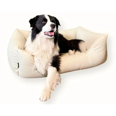Imagen de 4L Textil Mario Exclusiva Cama para Perros de Piel sintética, Cesta Perros, cojín Color y tamaño a Elegir M XXL (120x90 cm, Beige)