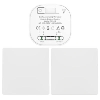 Imagen de Cerhot Kit de receptor interruptor luz inalámbrico autoalimentado, mando a distancia con botones para pared, iluminación LED interior y exterior el hogar, sin batería