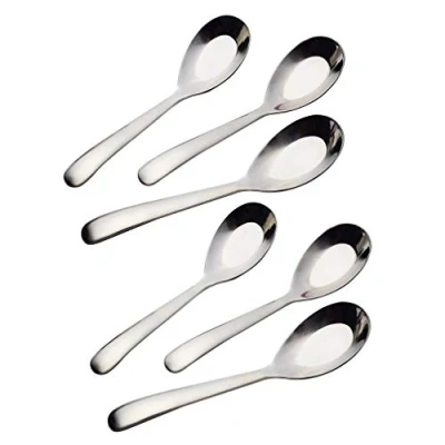 Imagen de HornTide Cuchara de sopa 6 piezas china acero inoxidable espejo pulido 6,5 pulgadas 16,5 cm