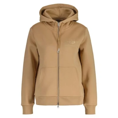 Imagen de GANT Reg Tonal Shield Zip Hoodie Sudadera con Capucha, Caramel Beige, S para Mujer