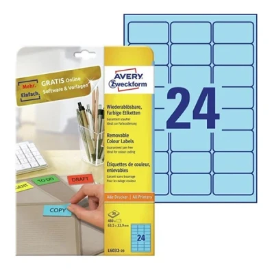 Imagen de Avery Zweckform Etiquetas multiuso, azul (Paquete de 480)
