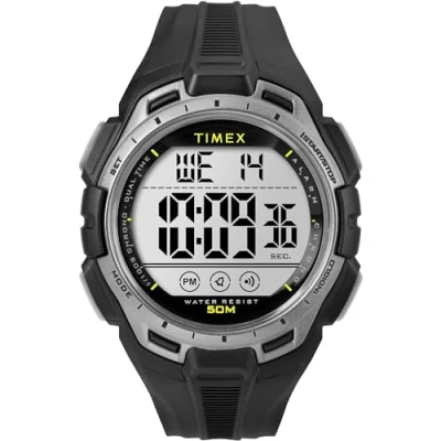 Imagen de Timex Sport Reloj de 43 mm para hombre, correa resina negra, esfera digital, caja negra TW5M63600