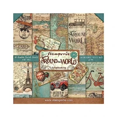 Imagen de Stamperia Kit de Scrapbooking Around The World 30x30cm, Papel, Multicolor, 30.5 x