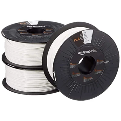 Imagen de Amazon Basics Filamento para impresora 3D, ácido poliláctico (PLA), 1.75 mm, 3 cintas de 1 kg cada una, blanco