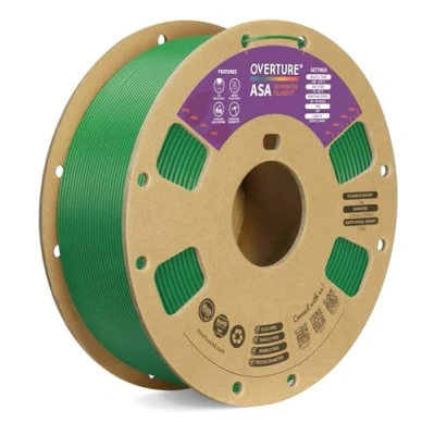 Imagen de OVERTURE ASA Filamento 1kg Para Impresora 3D 1.75mm, Resistente al Calor y a la Intemperie, Precisión Dimensional +/ 0.02mm(Verde Diamante)