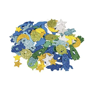 Imagen de Rayher Pegatinas del espacio con purpurina, 80 ud, colores variados, goma eva, 2 3 cm ø, 30232000