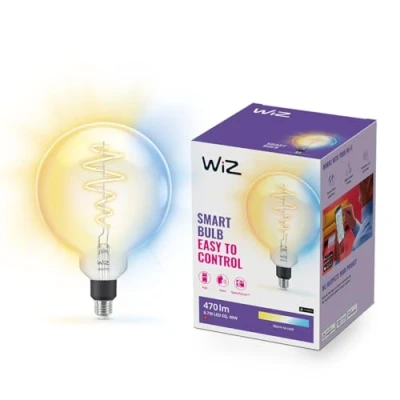 Imagen de WiZ Bombilla LED Inteligente Wi Fi 6,5W (Eq. 40W) G200 casquillo E27, Filamento, Luz Blanca regulable, con tecnología SpaceSense y compatible Alexa Google Home