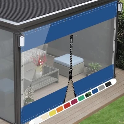Imagen de SDLLG Cortinas de Exterior con Ojales PVC Transparente, Lona jardín, Gruesa 0,5 mm, para terrazas, balcón, Exterior, Garaje, 2 x 2,8 m (Alto Largo), 1