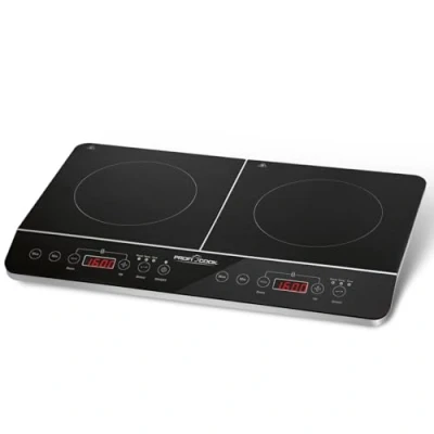 Imagen de Proficook DKI 1067 Placa de inducción doble portátil, 10 niveles temperatura, 3500 W, Negro