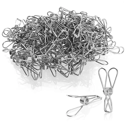 Imagen de com four® 100x Pinzas de Metal para la Ropa duraderas Toallas Acero Inoxidable Playa (Acero 100 Piezas)