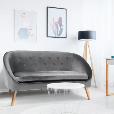Imagen de idmarket (sofá terciopelo Sonia Gris