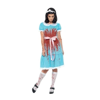 Imagen de Smiffys Disfraz de asesino gemelo sangriento, Azul, con vestido, medias &amp; diadema