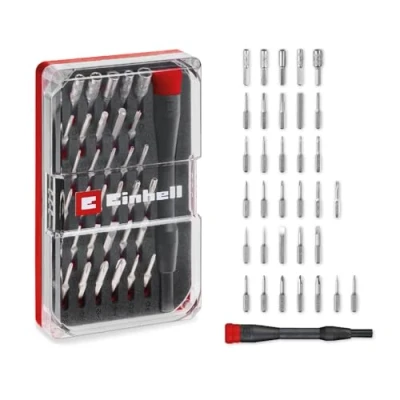 Imagen de Einhell Juego de 33 piezas reparación precisión y electrónica (con puntas precisión, llaves portapuntas destornillador, incluye práctica caja almacenamiento)