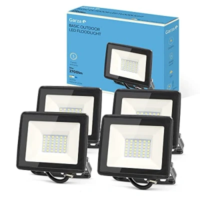 Imagen de Garza PACK 4 Focos de exterior LED, 30W, 2700 lumenes, Luz neutra 4000K, Proyector LED Impermeable (IP65) para Casa, Jardín, Garaje, Patio