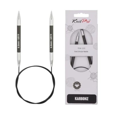 Imagen de Knit Pro KnitPro Agujas de Tejer Circulares (6 mm Grosor, 40 cm Longitud), Fibra, Negro