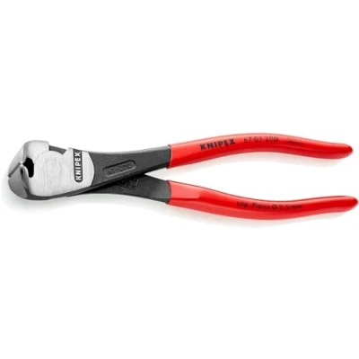 Imagen de Knipex Alicates de corte frontal fuerza negro atramentado, recubiertos plástico 200 mm (cartulina autoservicio/blíster) 67 01 SB