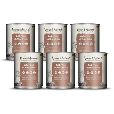 Imagen de VenandiAnimal Comida de Calidad para Gatos Ternera como monoproteína, húmeda, sin Cereales y Natural, Paquete 6 (6 x 800 g)