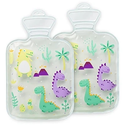 Imagen de Navaris Set 2x compresa de gel para niños Bolsitas reutilizables aplicar calor frío Apta microondas y congelador Diseño dinosaurios