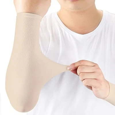 Imagen de iOutdoor Products Mangas de brazo con protección UV, elásticos, antideslizantes, para cubrir los brazos y tatuajes, golf, baloncesto, correr, ciclismo, jardinería mujer amarillo