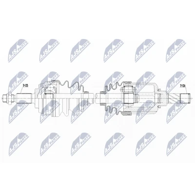 Imagen de NTY NPW RE 146 Árbol de transmisión Eje delantero, izquierda 700 DACIA: Duster SUV, II