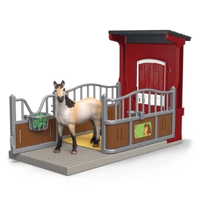 Imagen de schleich 42724 Box para ponis con yegua Mustang, a partir de 3 años, FARM WORLD playset, 19 piezas