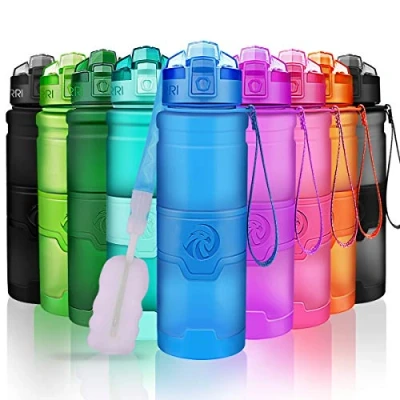 Imagen de ZORRI Botella de Agua Deportiva 400ml/500ml/700ml/1000ml sin BPA &amp; a Prueba Fugas, Reutilizable plastico tritan, Botellas Ideal con Filtro para niños Adulto, Correr 1 Click Apertura