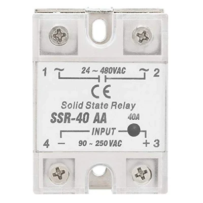 Imagen de Relé de estado sólido, SSR 40AA 40A Entrada CA 90 250V Salida 24 480V Módulo sólido LED metal plástico
