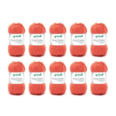 Imagen de Gründl King Cotton (filato per maglieria e uncinetto morbido voluminoso in 55% poliacrilico 45% cotone, 50 g / 78 m, misura dell&#039;ago: 6 7, 10 x g), arancione