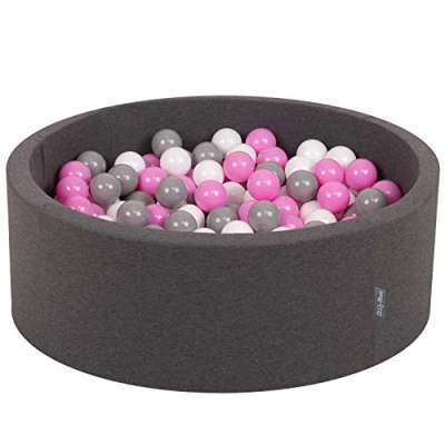 Imagen de KiddyMoon 90X30cm/300 Bolas ∅ 7Cm Piscina De para Ninos Hecha En La UE, Gris Os:Gris/Blanco/Rosa