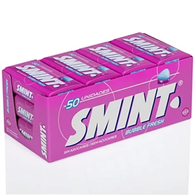 Imagen de Smint Tin Bubblefresh, Caramelo Comprimido Sin Azúcar 12 unidades de 35 gr. (Total 420 gr.)