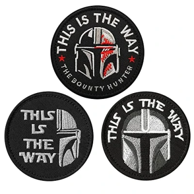Imagen de 3 Piezas Tácticas This is the Way Mandalorian Insignias con cerraduras militares Parch Airsoft Cosplay Ropa, Mochila, el Abrigo,Brazos, Chaquetas de Locomotoras, Accesorios Parches