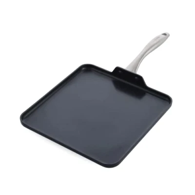Imagen de GreenPan Lima Midnight Sartén Cuadrada Antiadherente de Cerámica Sana Anodizada Dura 28 cm, Sin PFAS, Apta para inducción, lavavajillas, horno, Negra