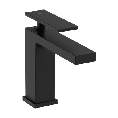 Imagen de hansgrohe Tecturis E grifo lavabo sin desagüe, ahorro de energía (CoolStart), monomando 117 mm, mezclador agua (EcoSmart+), negro mate, 73012670