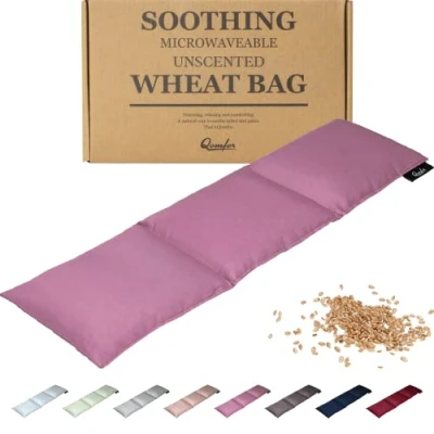 Imagen de Qomfor Saco térmico de Semillas Bolsa Grande para Microondas Cervical y con Funda Algodón el Alivio del Dolor Cuello, Hombros Espaldaa (púrpura)