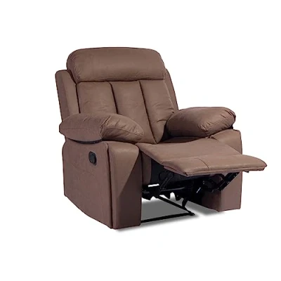 Imagen de duehome Sillón 1 Plaza Reclinable, Butaca Relax, Modelo Kendal, Acabado en Tejido Color Chocolate, Medidas: 99 cm (Ancho) x 97 (Largo) 101 (Alto)