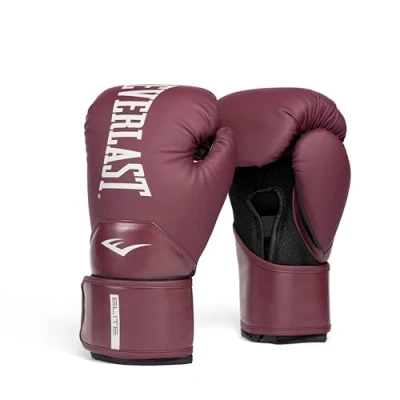 Imagen de Guantes de Boxeo Everlast Elite 2 12oz, Burdeos, para Saco, Manoplas y Sparring, Cierre Velcro, Barra Ergonómica, Espuma Dividida Equipo Auténtico