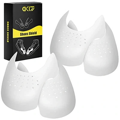 Imagen de 2 Pares Escudo de Zapatos, Protectores para Zapatillas Deporte, Protector Zapatos Antiarrugas, Prevenga Hendidura y Pliegue del Calzado Deportivo, Hombres 41 47 Blanco