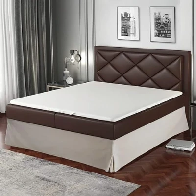 Imagen de Cubre Canape 140x200 Beige 4 Faldas de 30 cm para Cama 140 x 200 con somier Funda Protector Fabricado en Europa