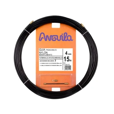 Imagen de Anguila Guía Pasacables Terminales Intercambiables Monofilamento Nylon Color Negro Diámetro 4mm 15 metros